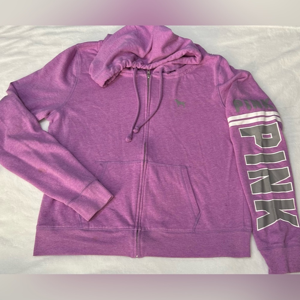 Women PINK by Victoria's Secret Purple Lavender Full  Zip-Up Hoodie Size Large